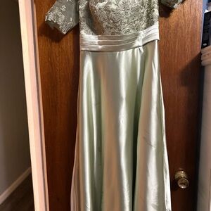 Chic Satin Dress with Lace Accents